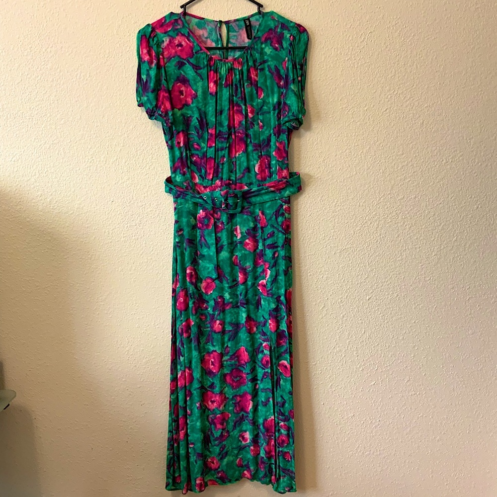 Zara floral midi dress with slit